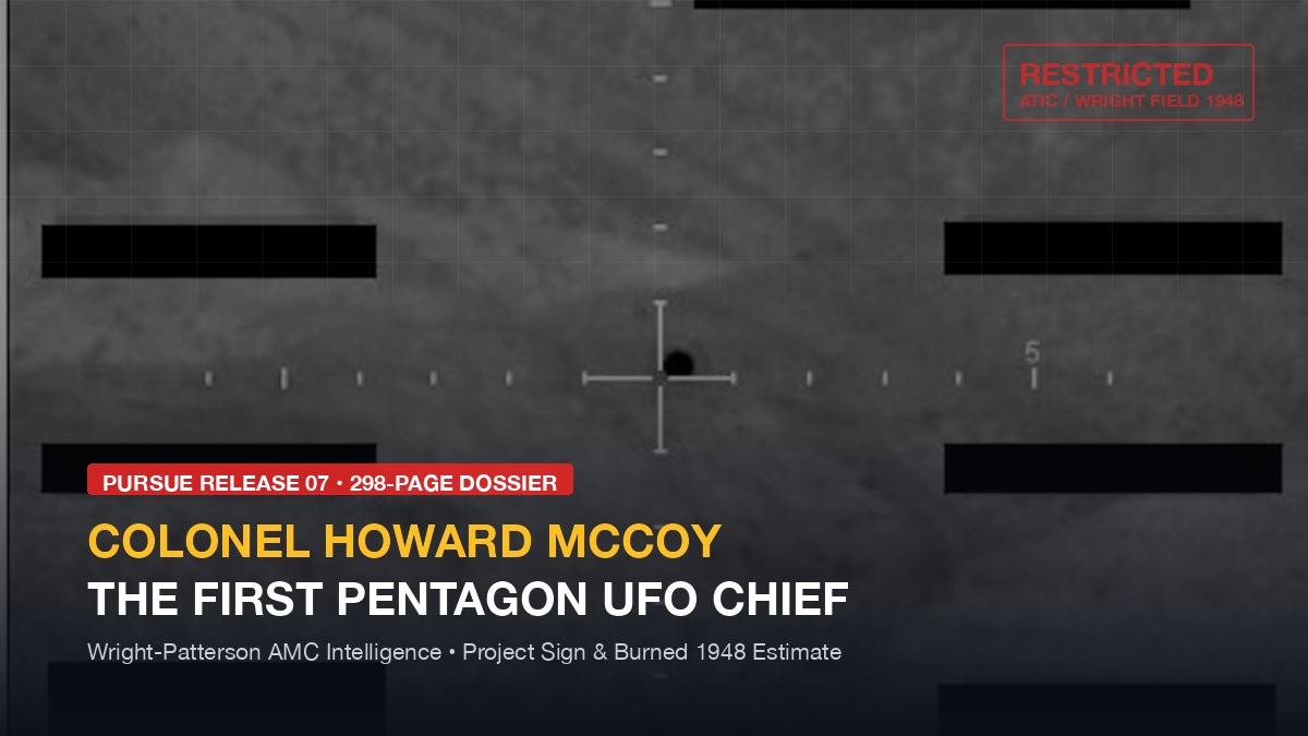 Declassified Project Sign file: 298-page dossier of Colonel Howard McCoy at Wright-Patterson AFB