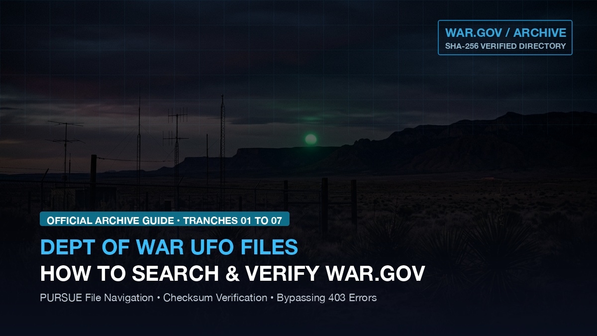 Official guide to searching Department of War UFO files and verifying cryptographic SHA-256 hashes on War.gov