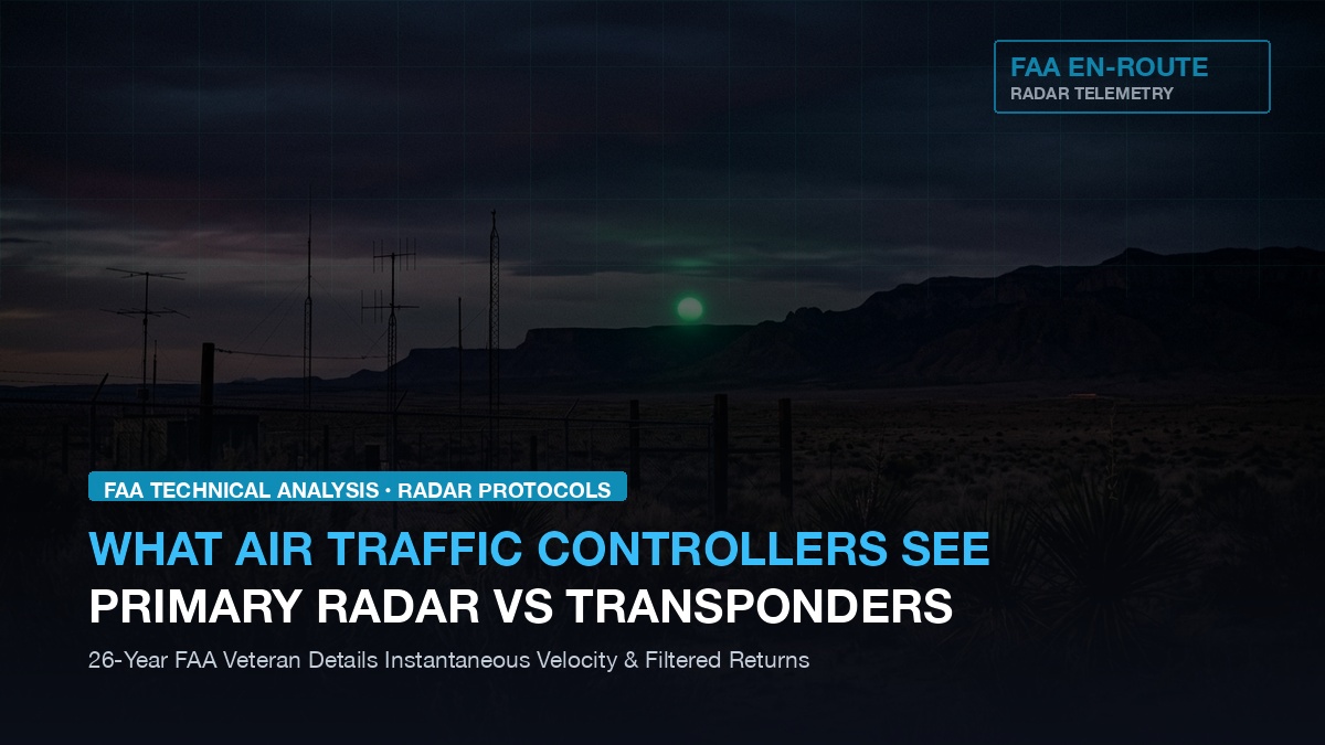 Air traffic control radar scope display illustrating primary raw radar echoes versus secondary transponder data blocks