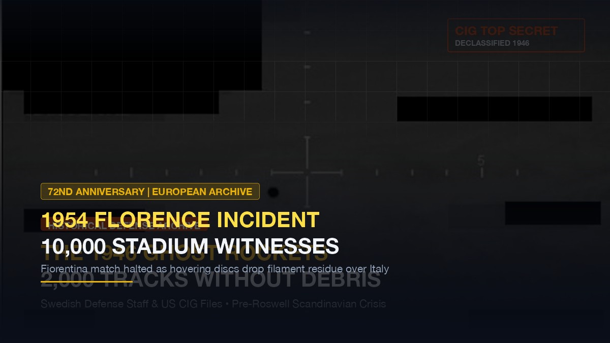 The 1954 Florence Stadium Sighting: 10,000 Witnessed Craft official declassified record visual