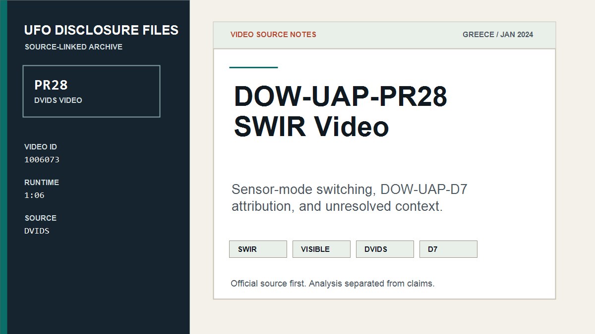 DOW-UAP-PR28: Greece January 2024 SWIR UAP video, source notes official video thumbnail