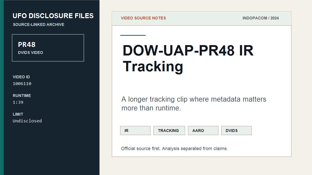 DOW-UAP-PR48: INDOPACOM 2024 infrared tracking video, source notes official video thumbnail